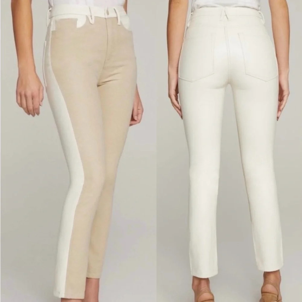 Good American (NWOT) Good Classic Faux Leather Two Tone  Color Block Pant Size 4